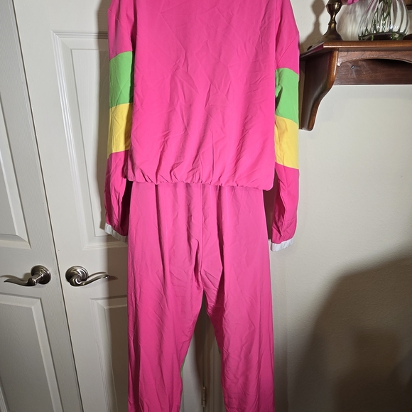 Uoua Women’s Pink Colorblock Track Joggers with Green & Yellow Accents - Picture 3 of 5